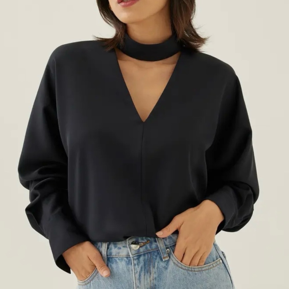 Love, Bonito Sally Satin V-neck Batwing Blouse